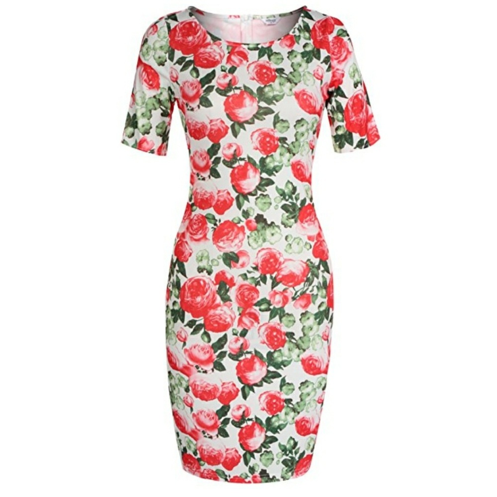 Meaneor
Women Floral Print Bodycon Midi Dress